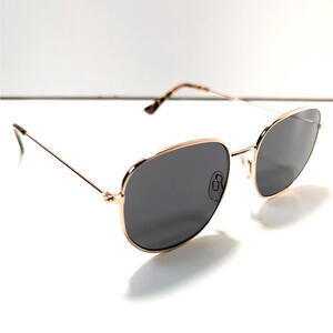 LOFT Sunglasses 1000-7028 Gold Tone Colored Metal Frame Square Grey Lenses Chic